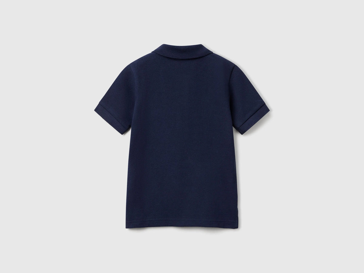 Benetton Dark Blue Boys Short Sleeve Polo in Pure Cotton SKU: 3089G3008_252 Image 02