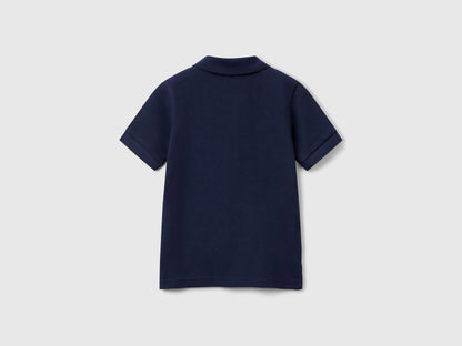 Benetton Dark Blue Boys Short Sleeve Polo in Pure Cotton SKU: 3089G3008_252 Image 02