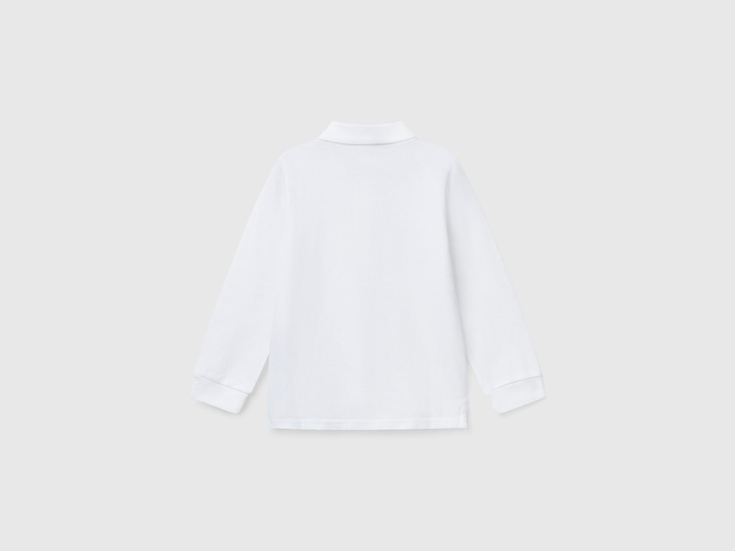 Benetton_White_Long Sleeve Polo in Cotton_3089G3009_101_02