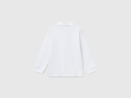 Benetton_White_Long Sleeve Polo in Cotton_3089G3009_101_02
