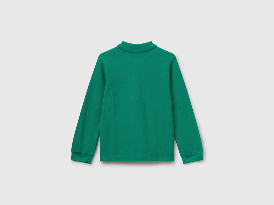 Benetton_Green_Long Sleeve Polo in Cotton_3089G3009_108_02
