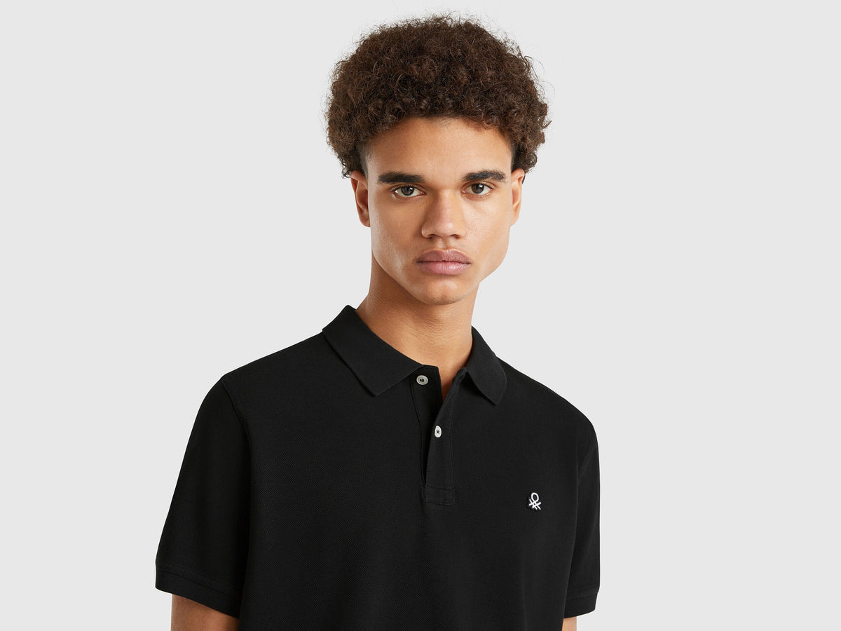 Benetton_Black Regular Fit Polo_3089J3179_100_03