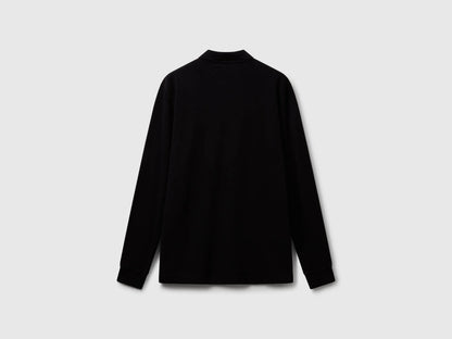 Benetton Black Men Long Sleeve Cotton Polo SKU: 3089J3204_100 Image 02