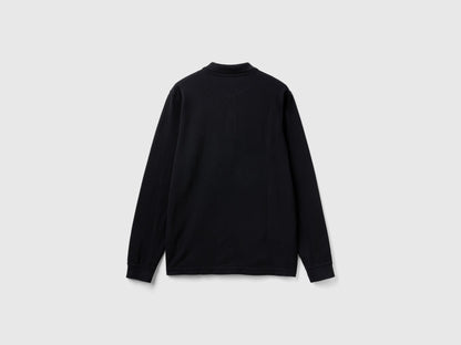 Benetton_Black_Long Sleeve Cotton Polo_3089J3204_100_05