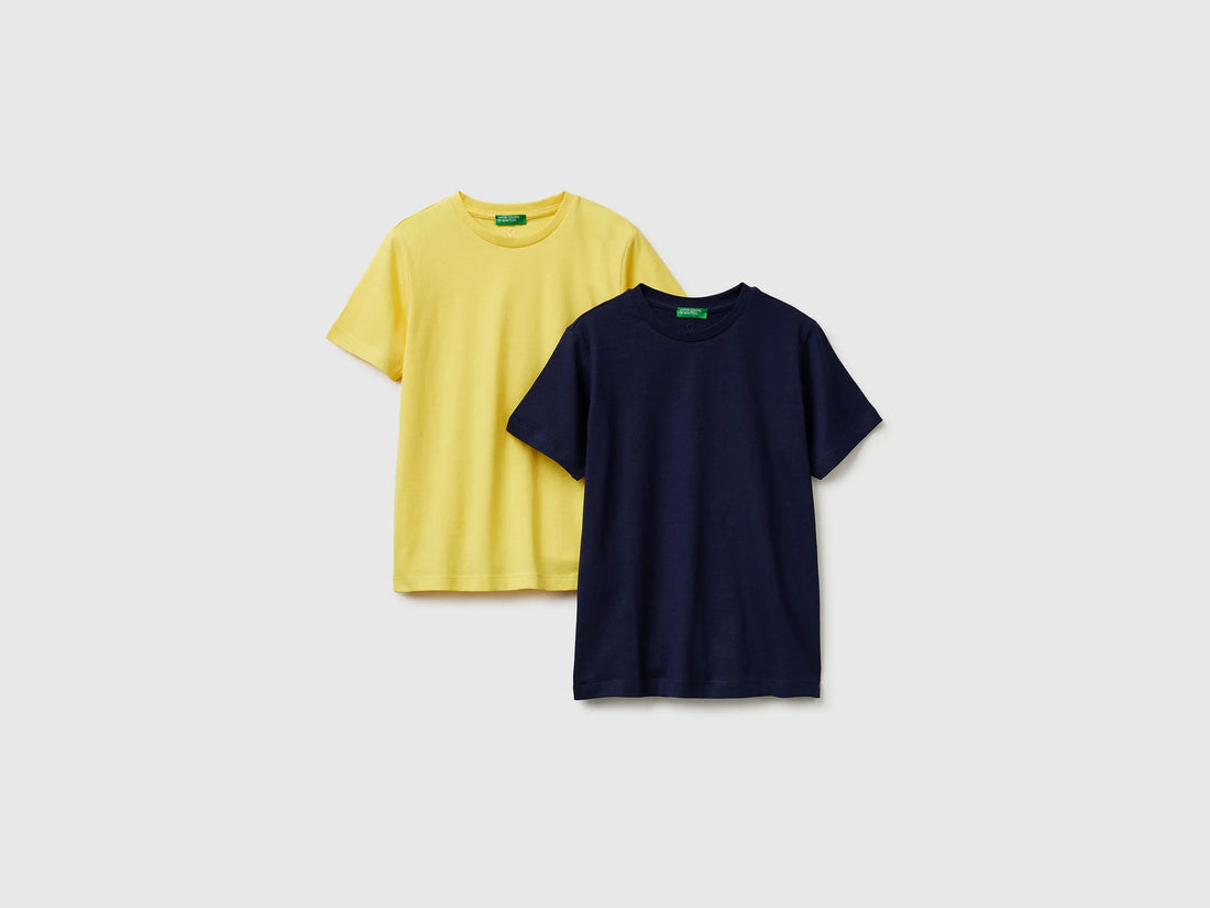 Benetton Yellow Boys Two 100% Cotton T-Shirts SKU: 3096C10S3_903 Image 01