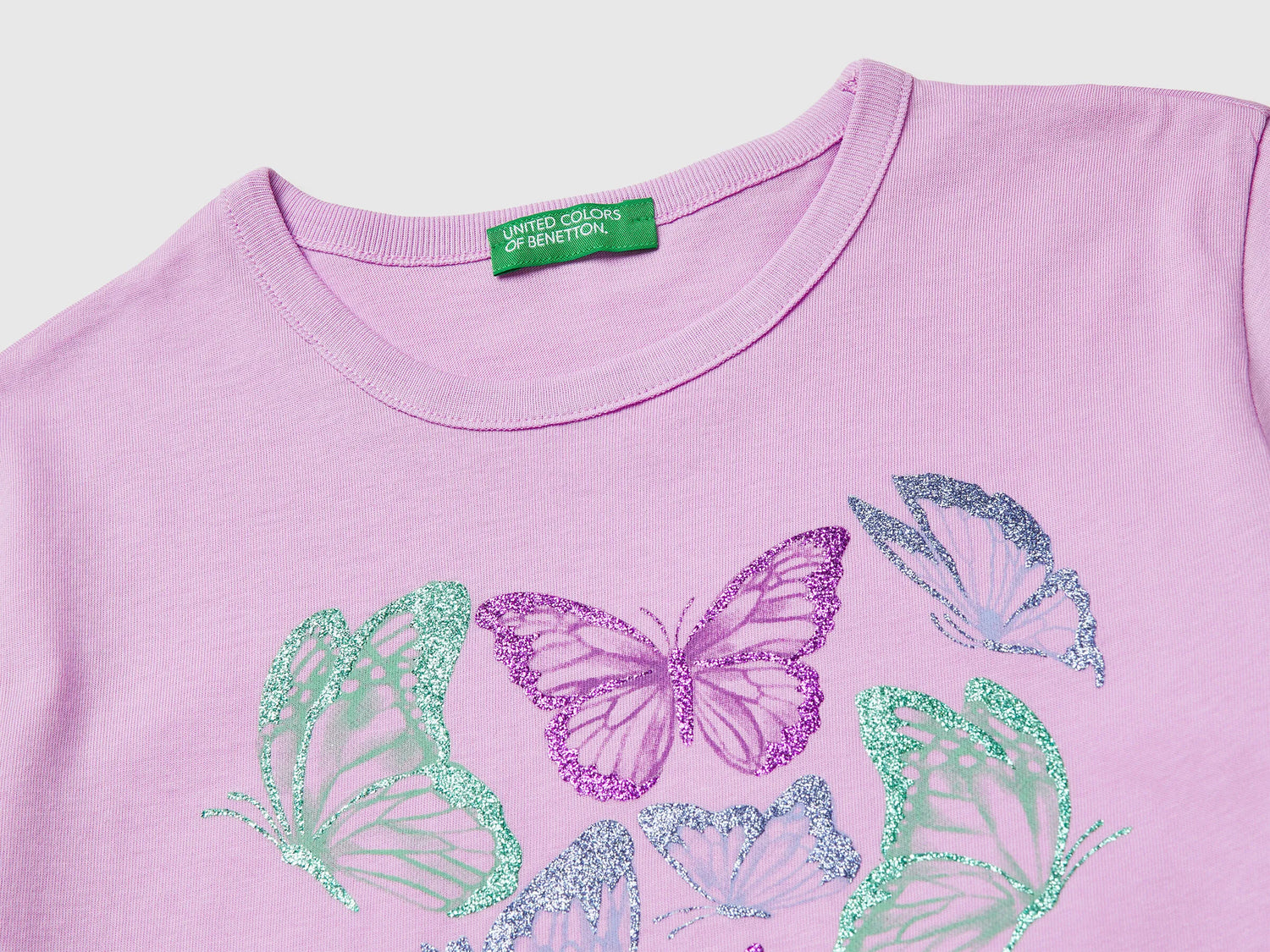 Benetton Lilac Girls T-Shirt with Print and Glitter SKU: 3096C10SG_00L Image 03