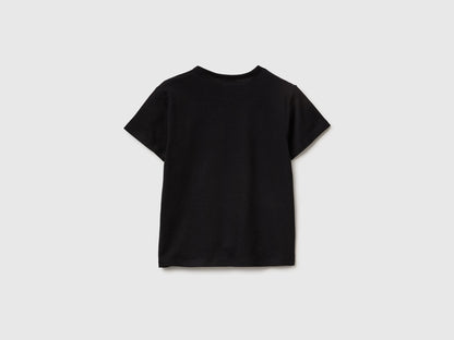 Benetton Black Girls T-Shirt with Print and Glitter SKU: 3096C10SG_100 Image 02
