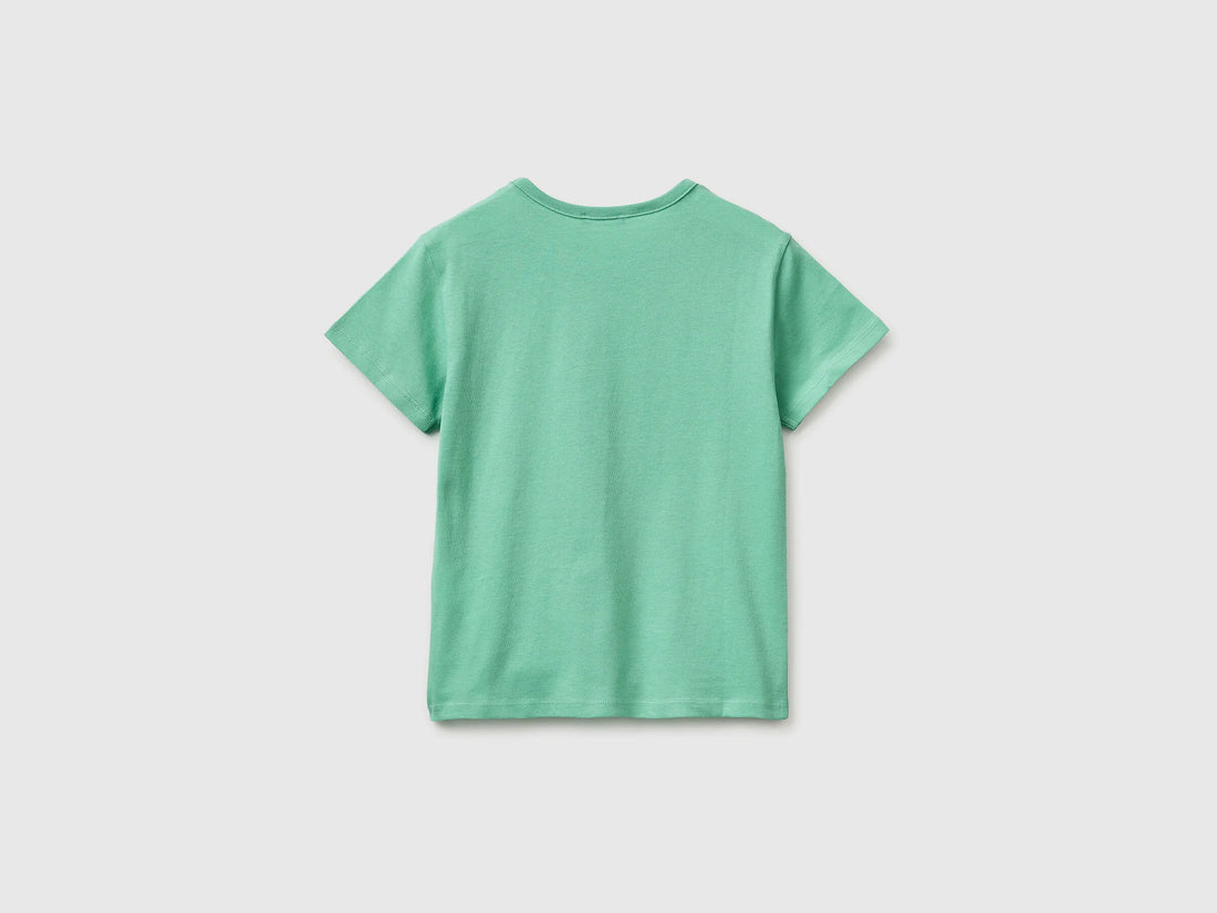 Benetton Aqua Girls T-Shirt with Print and Glitter SKU: 3096C10SG_13D Image 02
