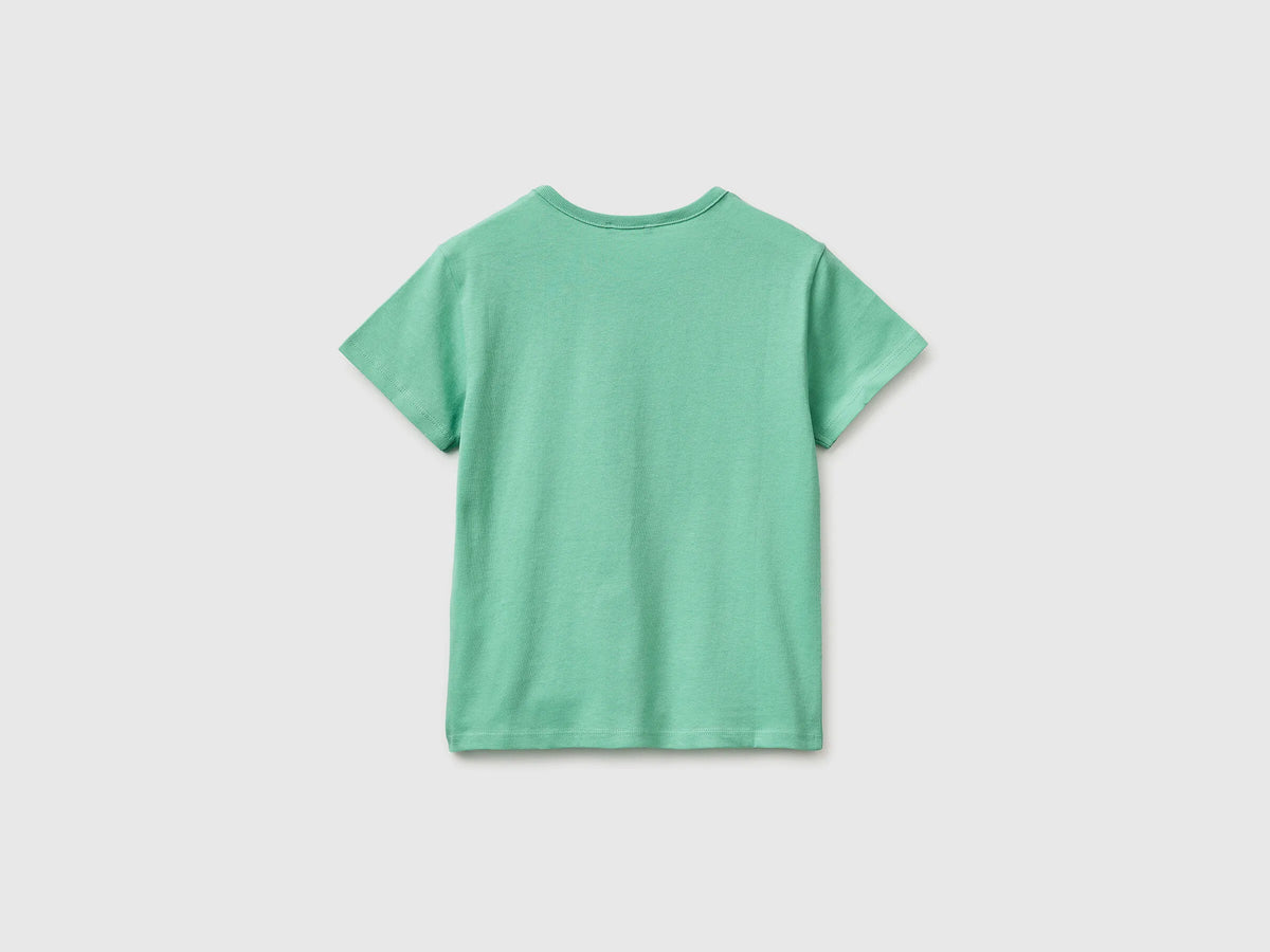 Benetton Aqua Girls T-Shirt with Print and Glitter SKU: 3096C10SG_13D Image 02