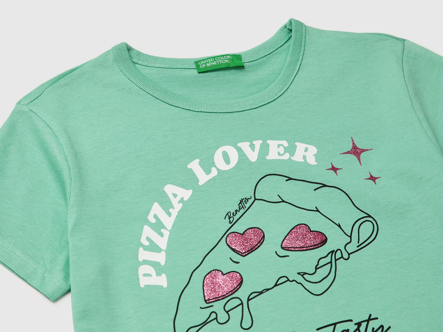 Benetton Aqua Girls T-Shirt with Print and Glitter SKU: 3096C10SG_13D Image 03