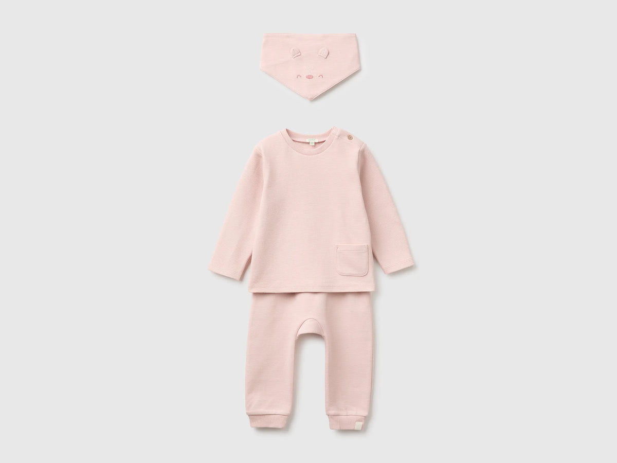 Benetton Soft Pink Girl Pure Cotton Set SKU: 30THAK018_08Q Image 01