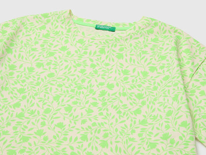 Benetton Green Girls Printed Cropped T-Shirt SKU: 31M0C10TW_72V Image 03