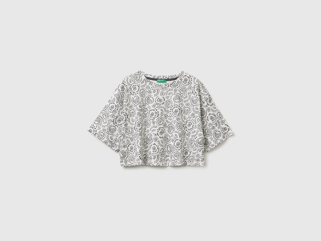 Benetton Multi-Color Girls Printed Cropped T-Shirt SKU: 31M0C10TW_72W Image 01