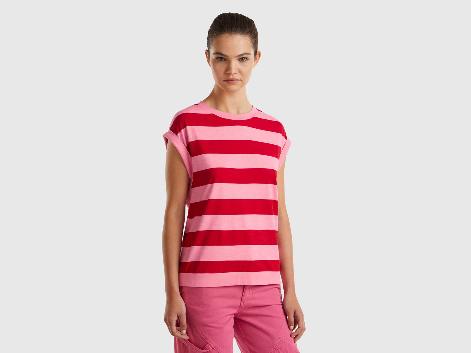 Striped T-Shirt In 100% Cotton_32FXD107K_78T_01