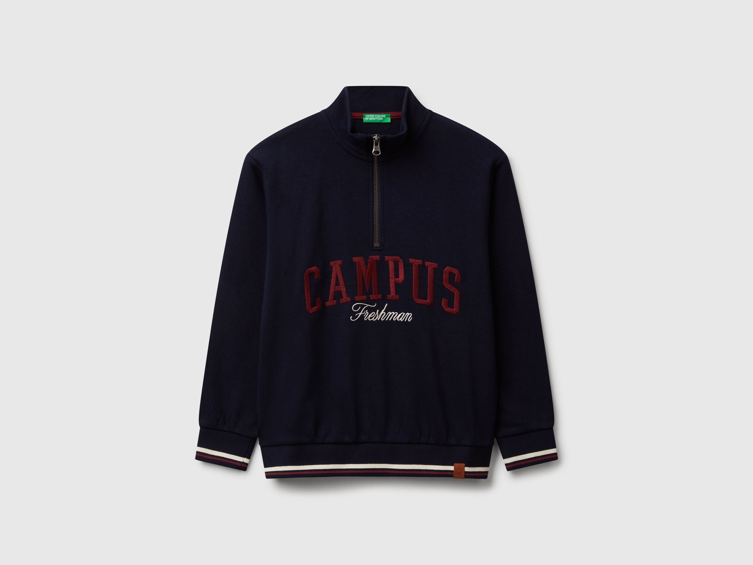 Benetton_Dark Blue_High Neck Sweatshirt with Zipper_32N4C10PS_016_01