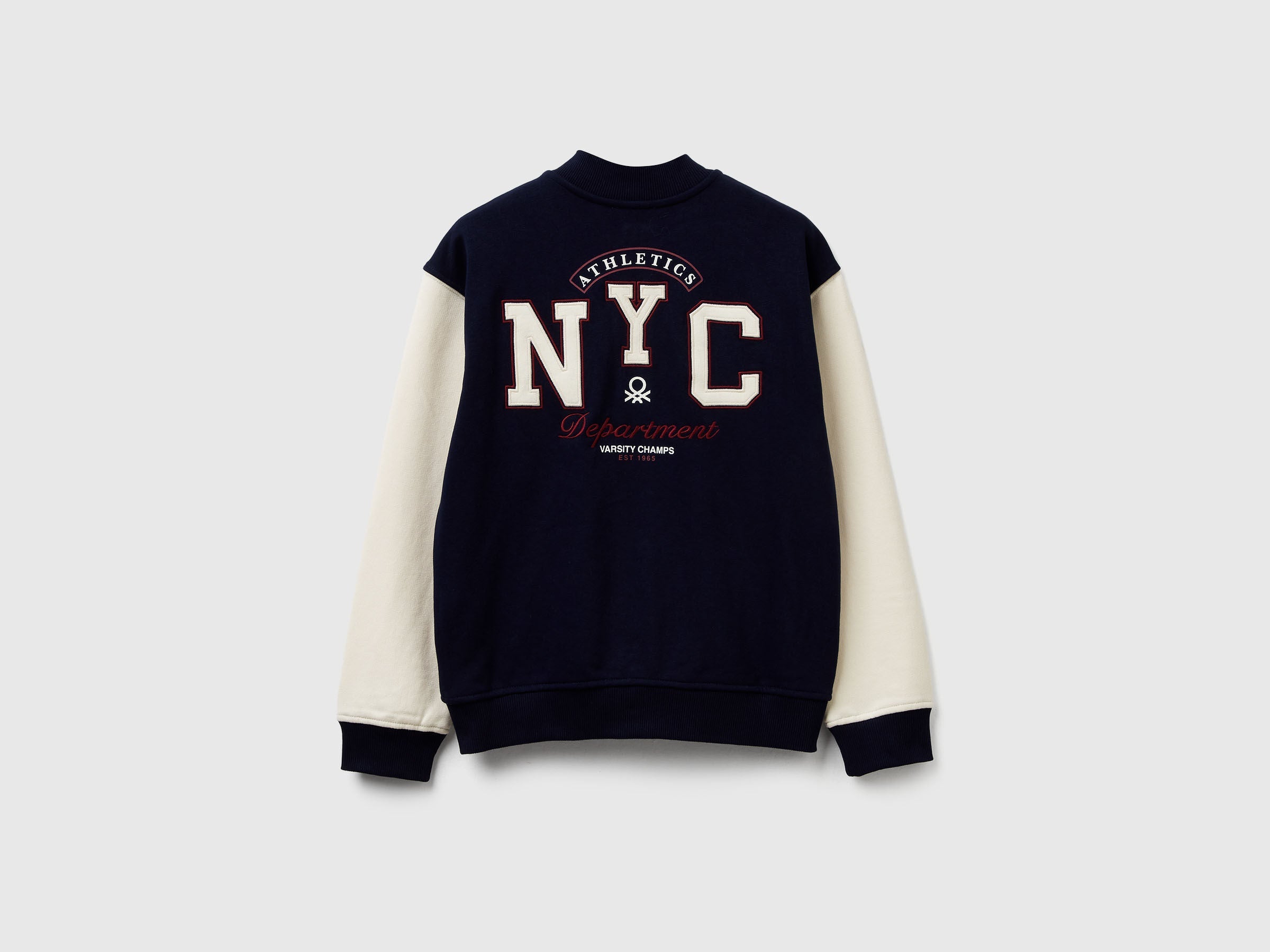 Benetton_Dark Blue_Oversized Fit Bomber Jacket with Embroidery_32N4C505F_016_02