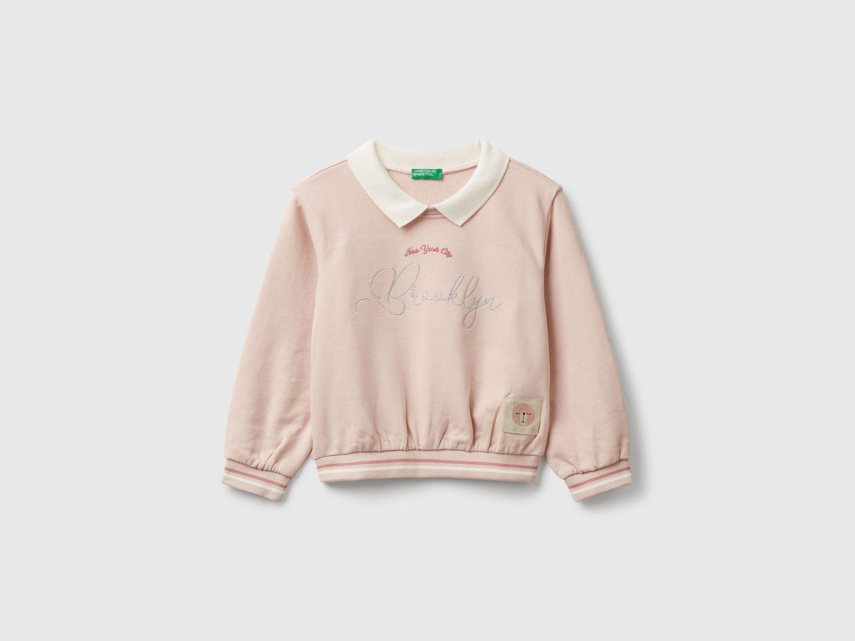 Benetton_Soft Pink_Sweatshirt with Collar_32N4G10KJ_12U_01