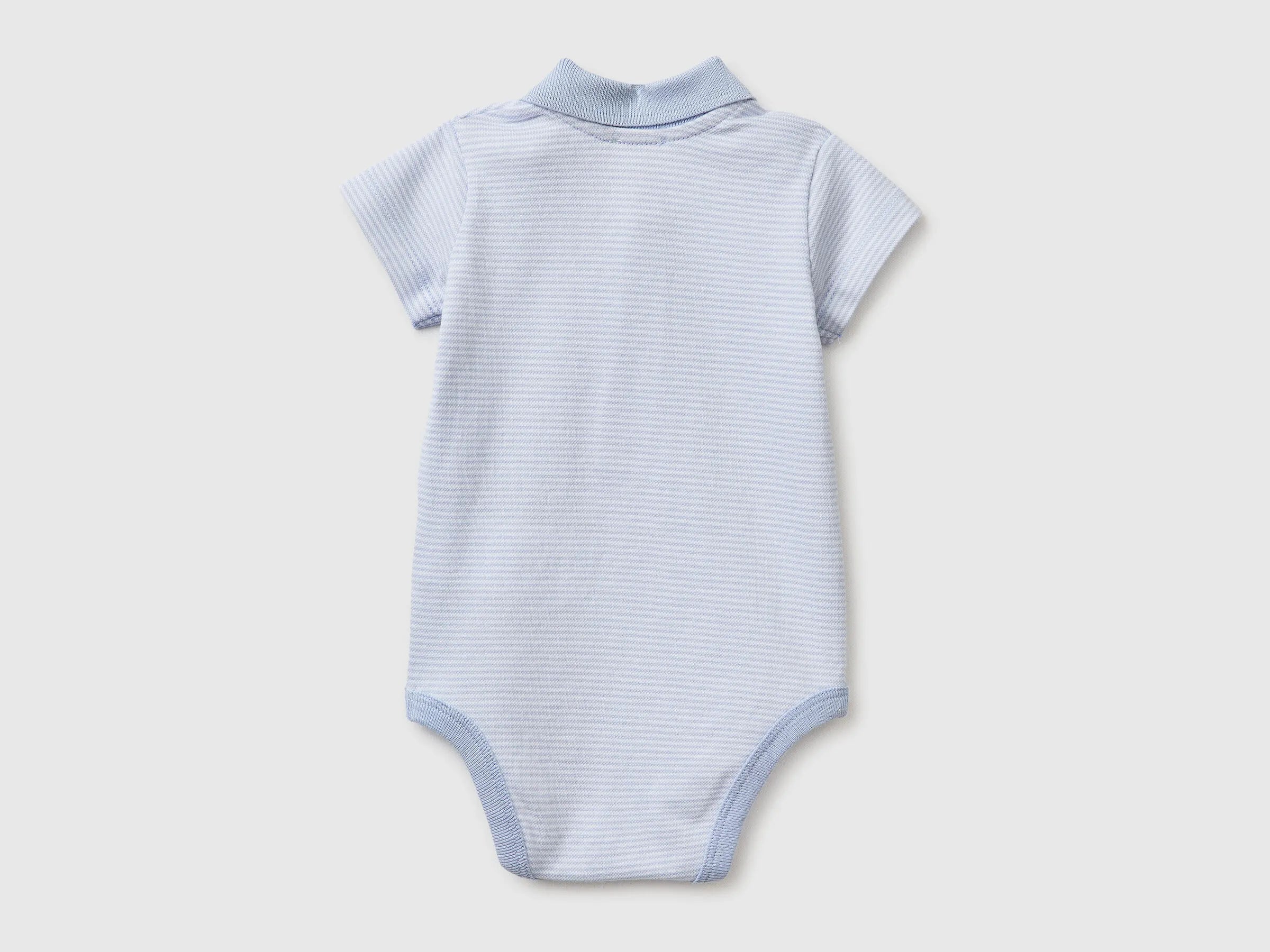 Benetton Sky Blue New Born Polo Onesie in Stretch Cotton SKU: 32TDAB00W_950 Image 02