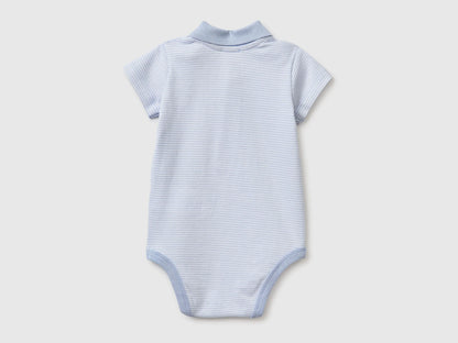 Benetton Sky Blue New Born Polo Onesie in Stretch Cotton SKU: 32TDAB00W_950 Image 02