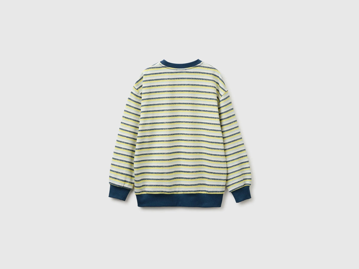 Benetton Yellow Boys Oversized Striped Sweatshirt SKU: 331PC10SY_901 Image 02