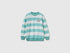 Benetton Light Green Boys Oversized Striped Sweatshirt SKU: 331PC10SY_902 Image 01