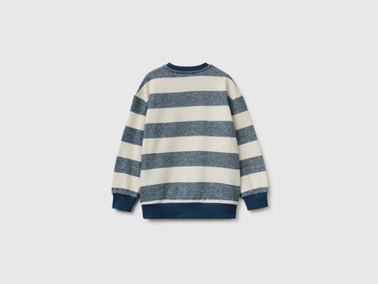 Benetton Dark Blue Boys Oversized Striped Sweatshirt SKU: 331PC10SY_905 Image 02