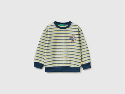 Benetton Yellow Boys Oversized Striped Sweatshirt SKU: 331PG10MJ_901 Image 01
