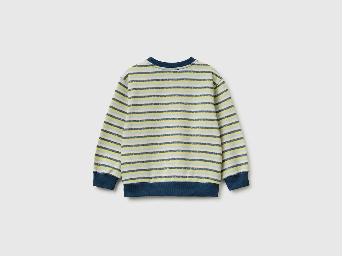 Benetton Yellow Boys Oversized Striped Sweatshirt SKU: 331PG10MJ_901 Image 02