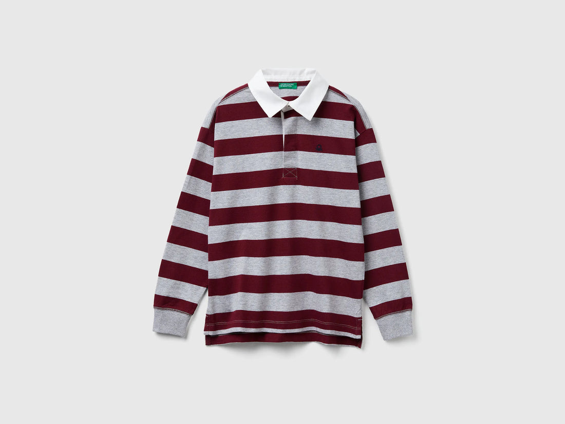 Benetton_Burgundy_Striped Cotton Polo_33CKC301X_901_01