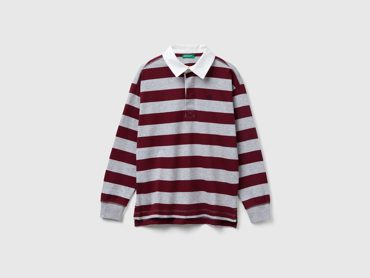 Benetton_Burgundy_Striped Cotton Polo_33CKC301X_901_01