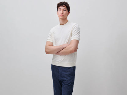 Benetton Creamy white Men Jacquard T-Shirt SKU: 33T4U10CD_0R2 Image 01