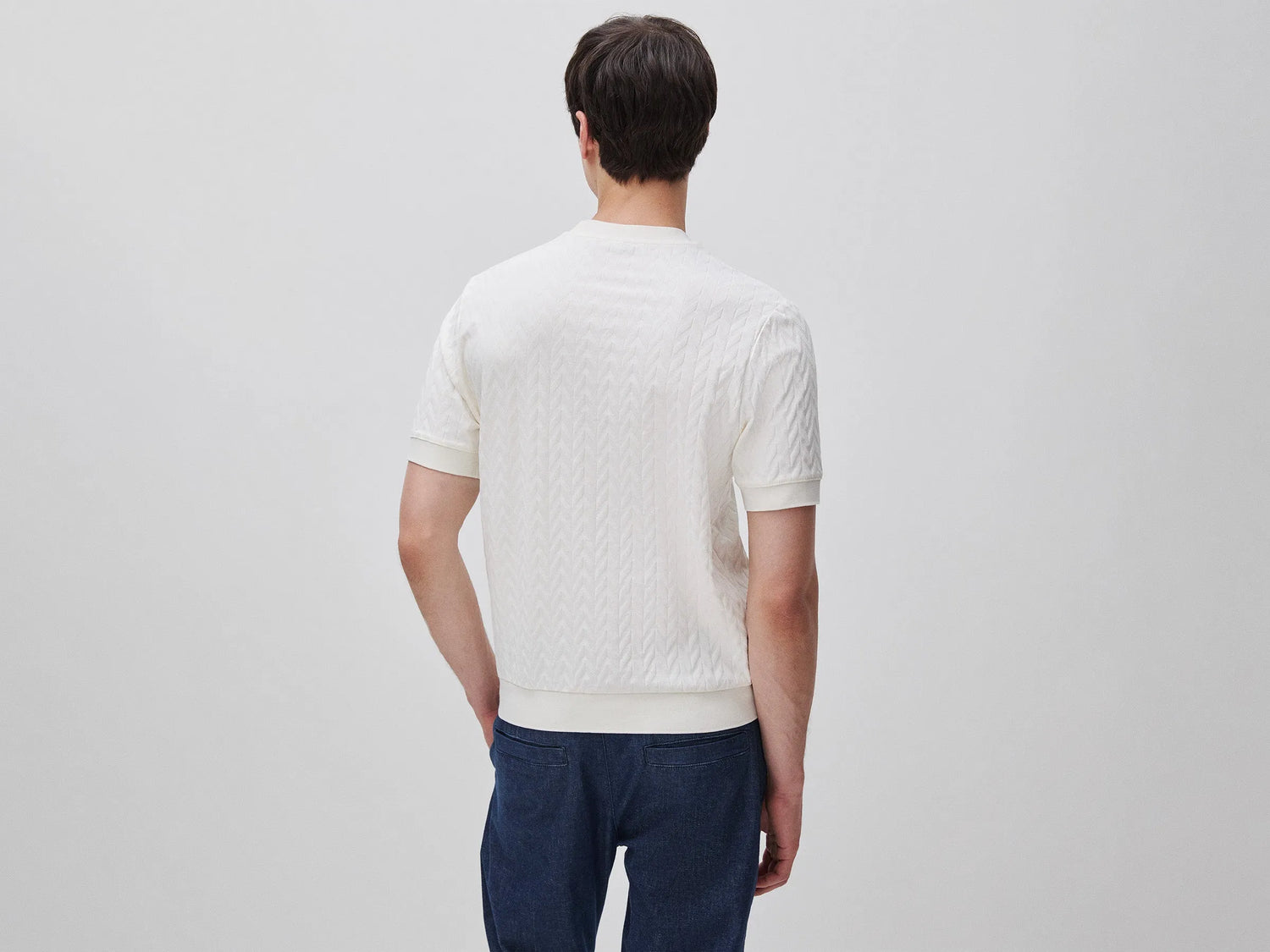 Benetton Creamy white Men Jacquard T-Shirt SKU: 33T4U10CD_0R2 Image 02