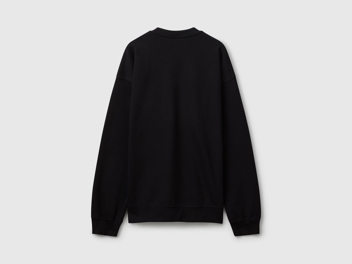 Benetton_Black_Sweatshirt with Logo Patch_342ZU1093_100_06