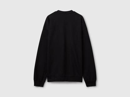 Benetton_Black_Sweatshirt with Logo Patch_342ZU1093_100_06