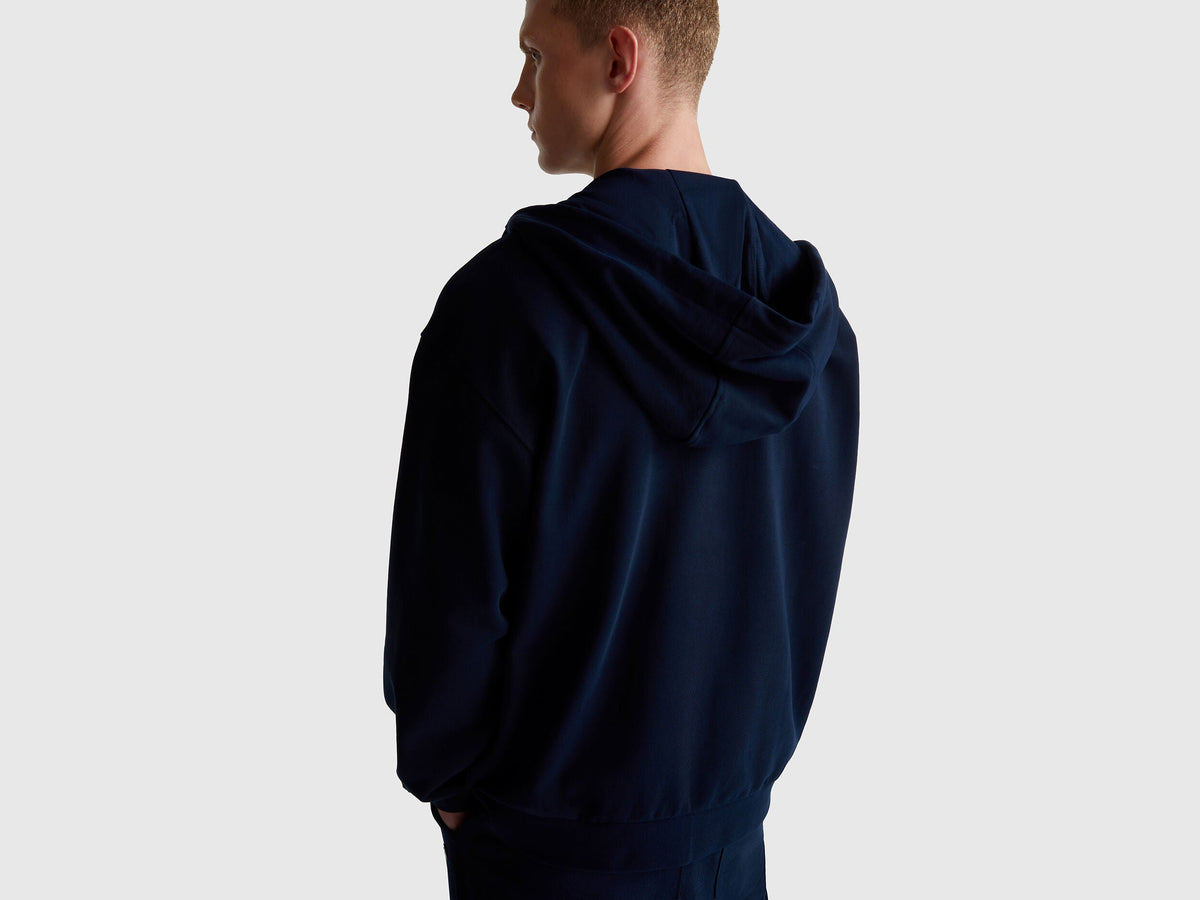 Benetton_Dark Blue_Zip-Up Hoodie in Cotton_342ZU500P_016_02