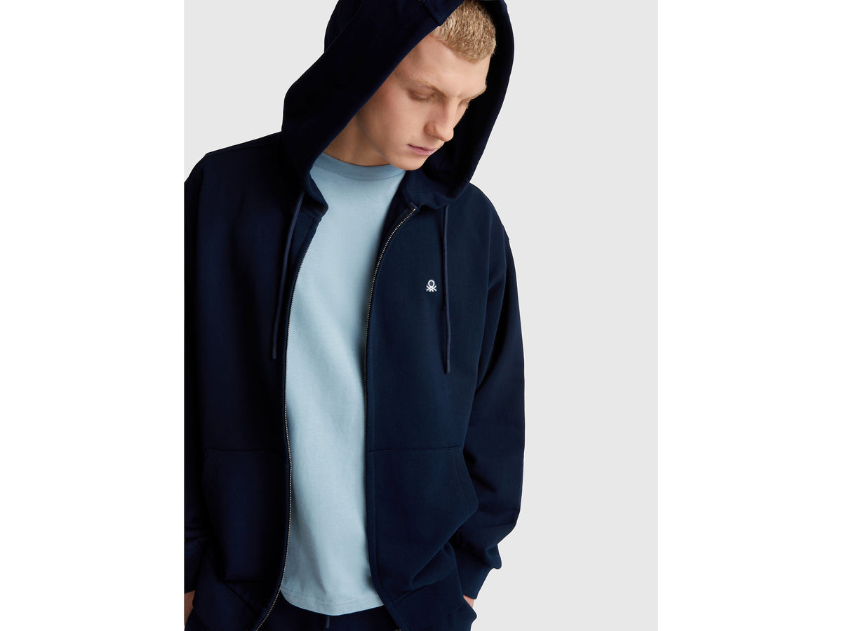 Benetton_Dark Blue_Zip-Up Hoodie in Cotton_342ZU500P_016_04