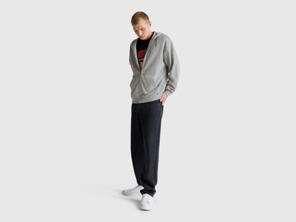Benetton_Light Gray_Zip-Up Hoodie in Cotton_342ZU500P_501_03