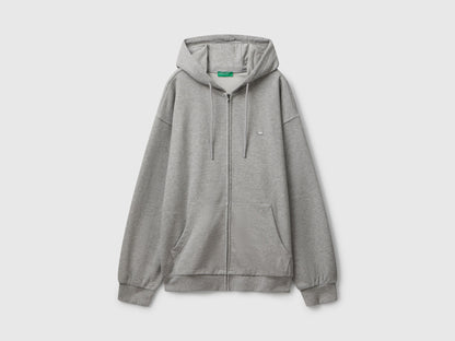Benetton_Light Gray_Zip-Up Hoodie in Cotton_342ZU500P_501_05