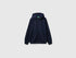 Benetton Dark Blue Men Hoodie with Logo Patch SKU: 342ZU500P_616 Image 01