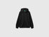 Benetton Black Men Hoodie with Logo Patch SKU: 342ZU500P_700 Image 01