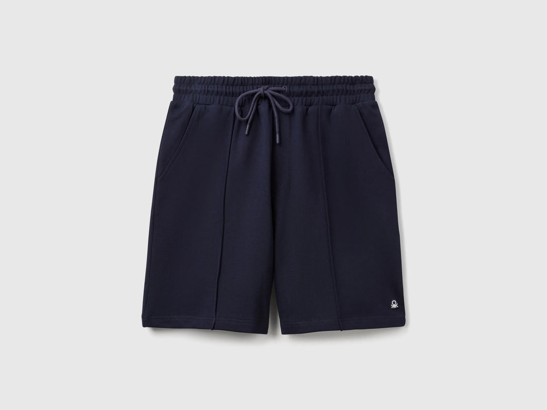 Benetton Dark Blue Men Bermudas in Cotton Sweat SKU: 342ZU900X_016 Image 01