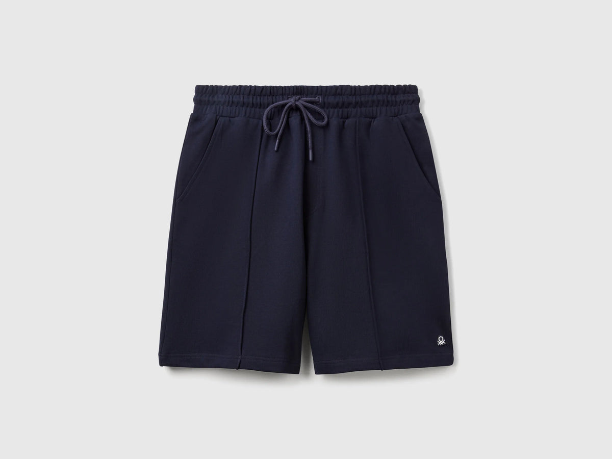 Benetton Dark Blue Men Bermudas in Cotton Sweat SKU: 342ZU900X_016 Image 01