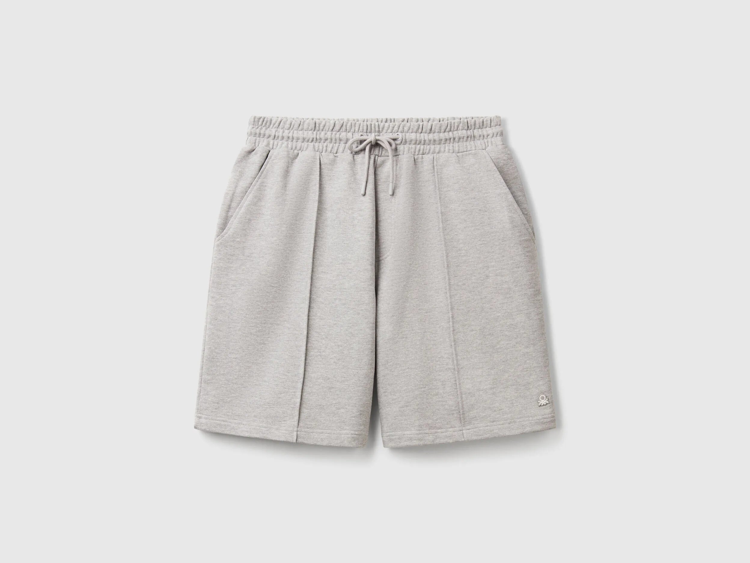 Benetton Light Gray Men Bermudas in Cotton Sweat SKU: 342ZU900X_501 Image 01