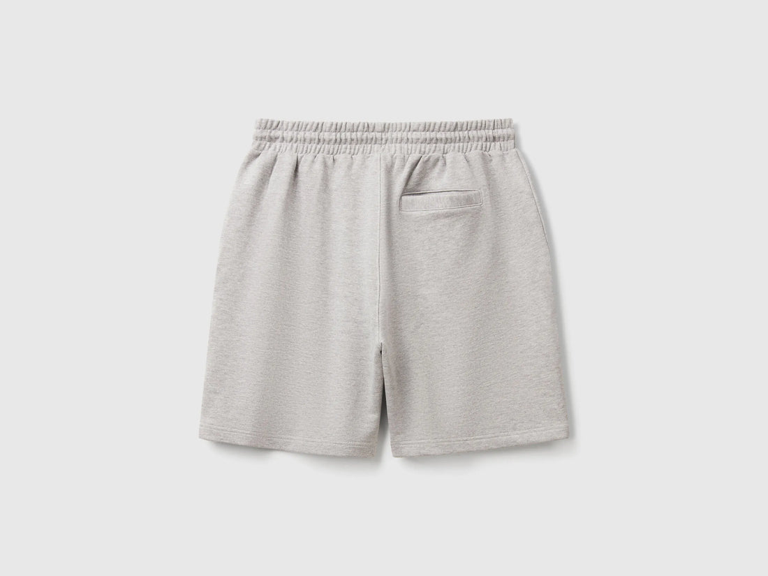 Benetton Light Gray Men Bermudas in Cotton Sweat SKU: 342ZU900X_501 Image 02