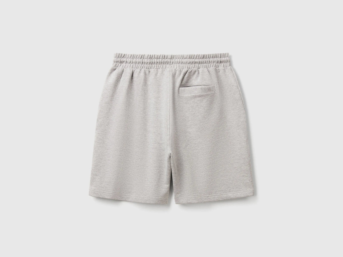 Benetton Light Gray Men Bermudas in Cotton Sweat SKU: 342ZU900X_501 Image 02