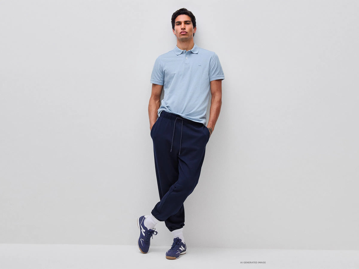 Benetton Dark Blue Men Fleece Joggers SKU: 342ZUF01J_016 Image 01