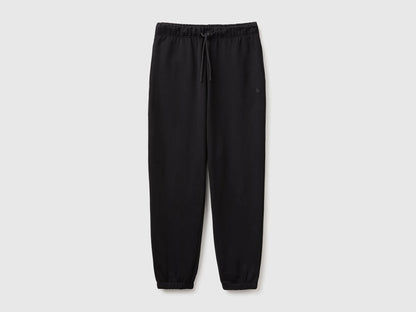Benetton Black Men Fleece Joggers SKU: 342ZUF01J_100 Image 01