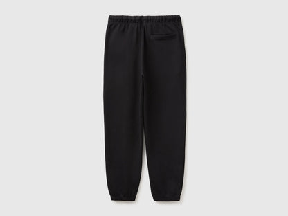 Benetton Black Men Fleece Joggers SKU: 342ZUF01J_100 Image 02