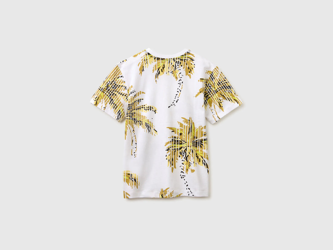 Benetton White Boys Printed T-Shirt with Pocket SKU: 34UTC10TL_73V Image 02