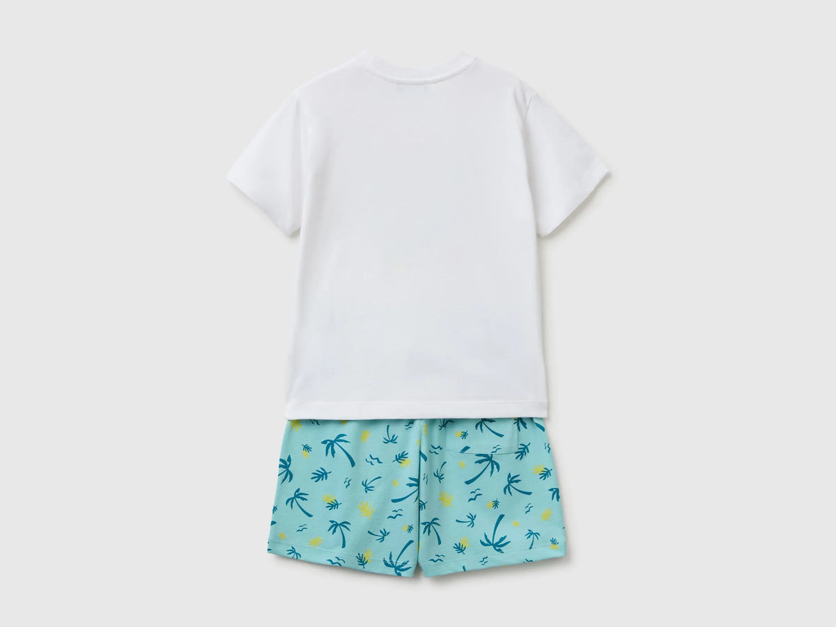 Benetton Blue Boys Printed T-Shirt and Shorts Set SKU: 34UTGK00U_901 Image 02